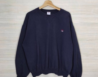 Vtg 90s Hanes Crewneck Sweatshirt Vintage Hanes Spell out Sweater Jumper Pullover Baggy Black Size XL
