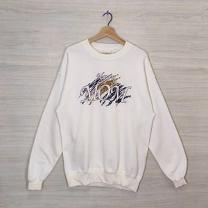 90s Navy Mom Military Crewneck Baggy Sweatshirt Large Vintage MJ Soffe Sweater Jumper Pullover Graphics White Womens Size L