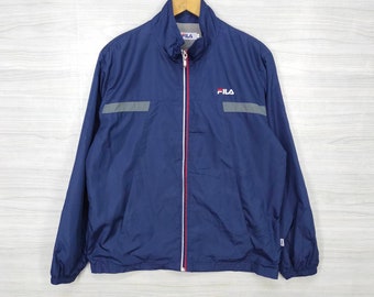FILA Light Jacket Vintage 1990s Reebok Windbreaker Sportswear Colorblock FILA Light Zipper Jacket Size M Medium