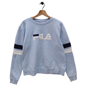 FILA Sweatshirt Large Vintage Fila Embroidery Sweater Jumper Crewneck Blue Size L