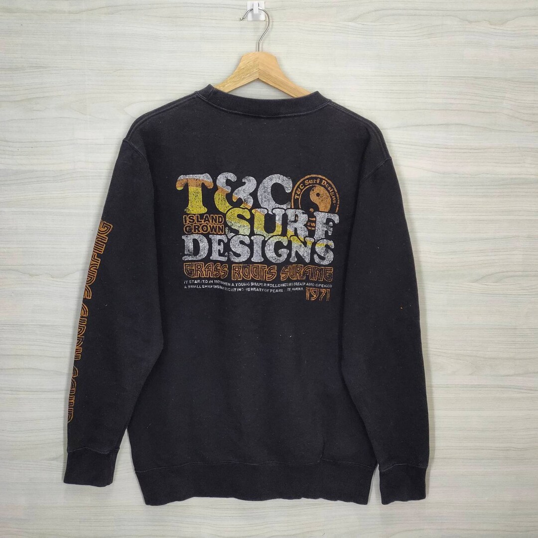 90s T＆C surf boards sweatshirt navy Vintage 90's T&C Surf Designs Long Sleeve T-shirt Surf