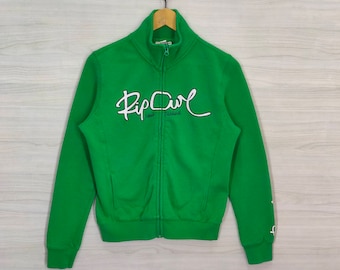 Suéter Rip Curl con cremallera, estilo vintage pequeño, chaqueta Rip Curl verde para hombre talla S