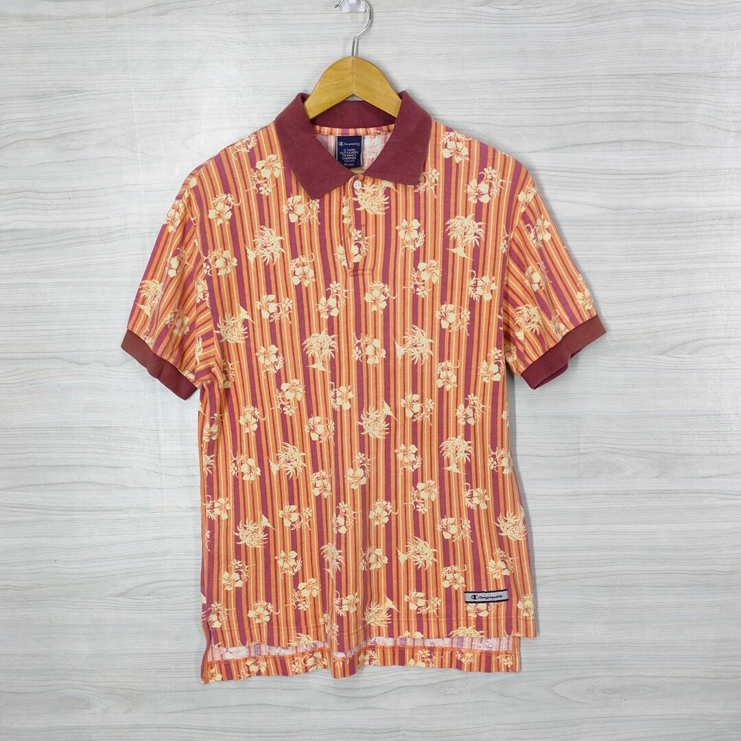 Champion Polo Shirt, Vintage Champion Products USA, Floral Shirt, All ...