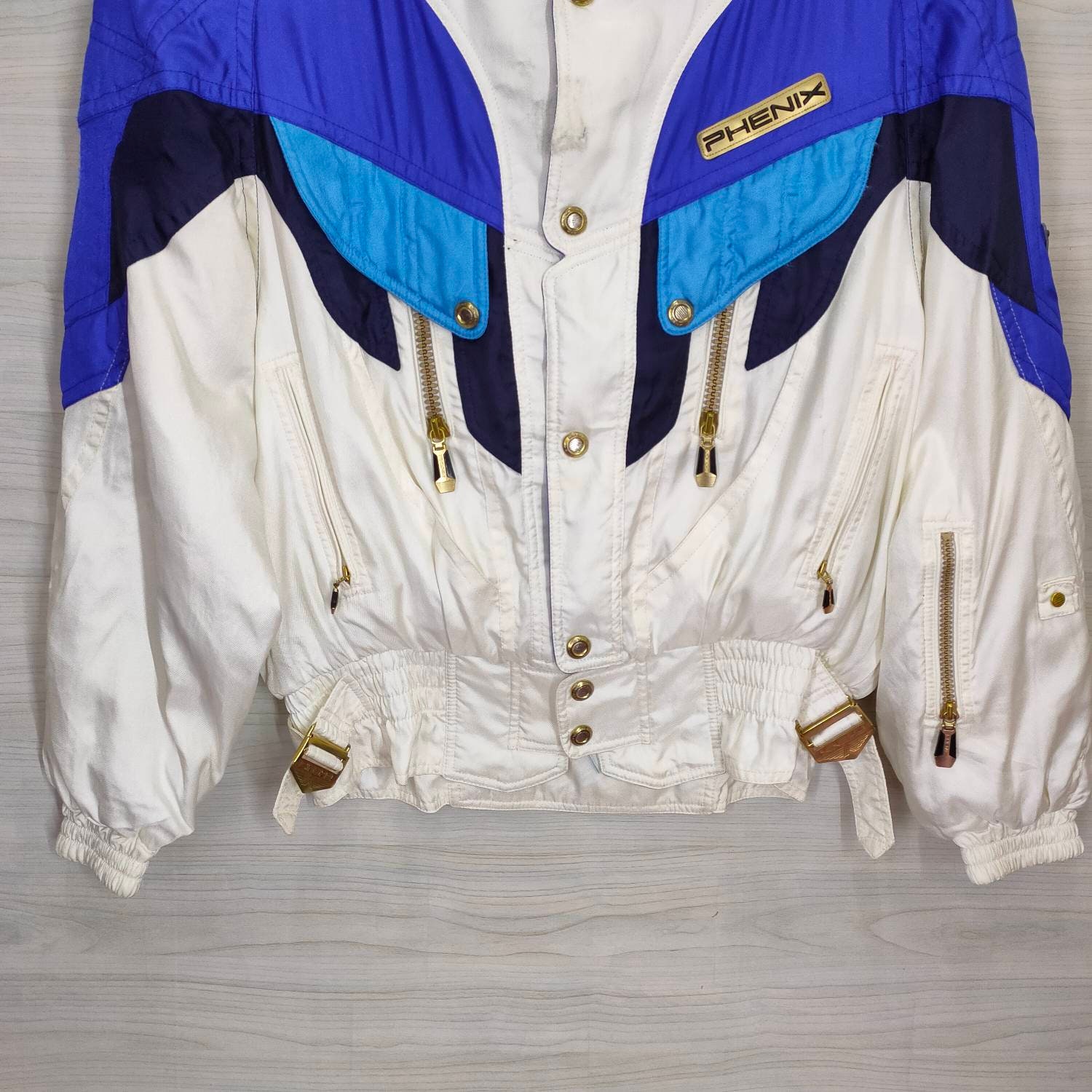 PHENIX Ski Jacket Vintage 90s Phenix White Blue Jacket Sportswear 