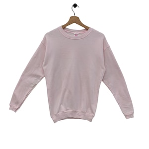 90s Hanes HerWay Blank Sweatshirt Small Vintage Hanes Plain Sweater Jumper Pullover Crewneck Pink Size S