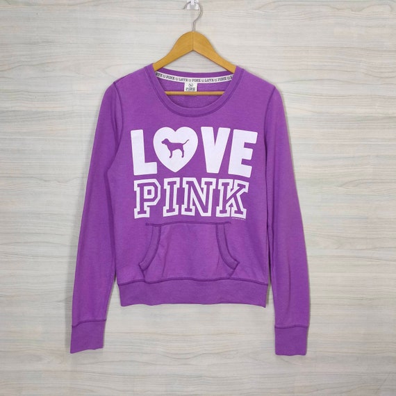 Love Pink VICTORIA'S SECRET Big Logo Spell Out Purple Sweatshirt