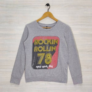 Rockin Rollin 78 Pullover Medium Vintage New York City Jumper Sweatshirt Crewneck Graphics Size M