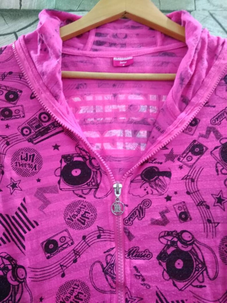 Michiko London Junior Hoodie Vintage Michiko London Junior Love Music Long sleeve Pink Shirt Michiko Zipper girls Shirt Size 11