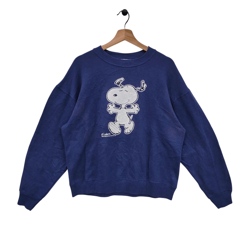 Vtg Peanuts Snoopy Sweatshirt Large Vintage Artex Sporstwear Peanuts Snoopy Sweater Jumper Crewneck Navy Blue Size L Fashion24Hs
