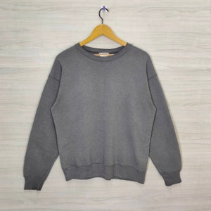 90s Hanes Blank Crewneck Sweatshirt Medium Vintage Hanes Plain Sweater Jumper Pullover Gray Size M