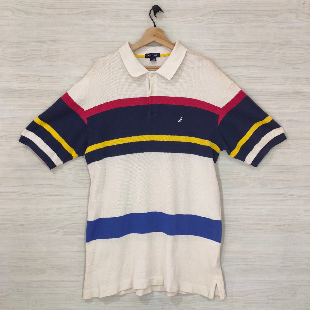 90s Nautica Polo Shirt Vintage Nautica Striped Tee Size XXL