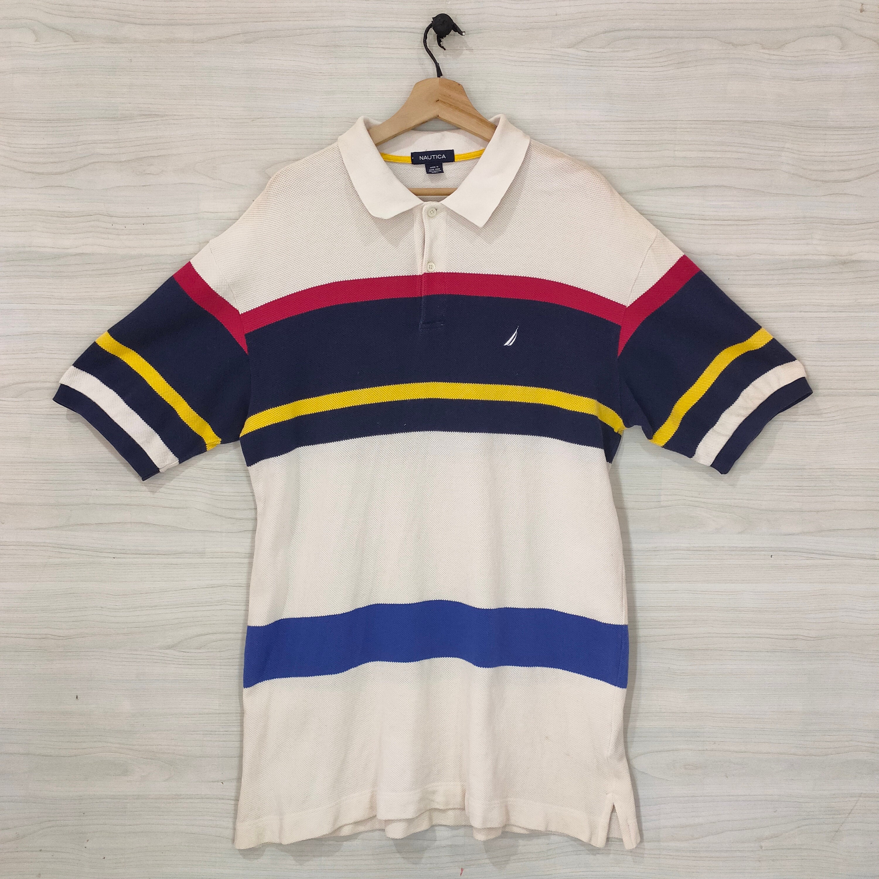 Vintage Nautica Stripes Polo Rugby Shirt Xlarge Y2K Nautica