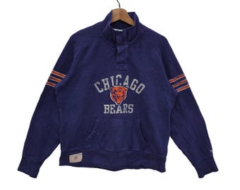 CHICAGO BEARS Football Sweatshirt Vintage Reebok NFL National Football League Jumper Pullover Navy Blue