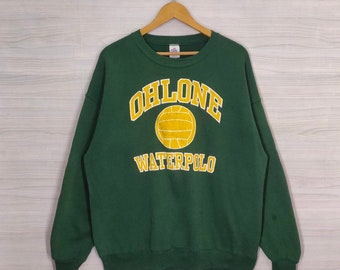 Vtg 90s Ohlone Waterpolo Crewneck Sweatshirt Vintage Jerzees Sweater Jumper Pullover Crewneck Green Size XL