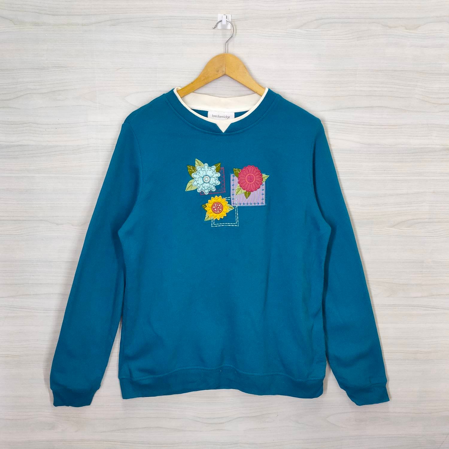 トップス Floral Motif Embroidered Sweatshirts Embroidered Floral Sweatshirt Large Vintage 90s Sunflower