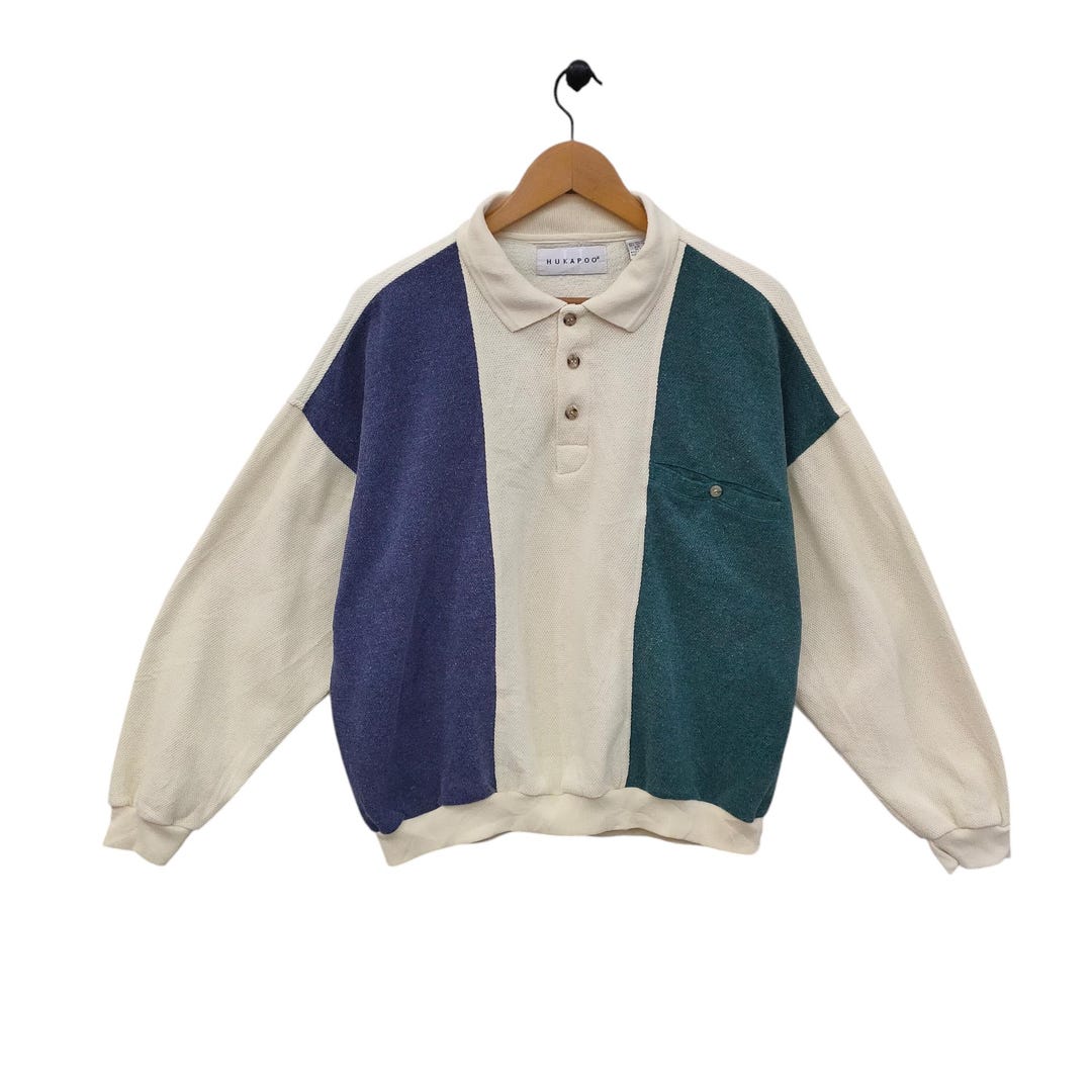 90s Hokapoo Sweater , 1990 Colorblock Jumper , Striped Sweatshirt ...