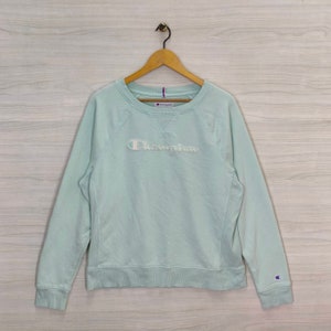 Y2K Champion Crewneck Sweatshirt Large Vintage Champion Embroidery Sweater Jumper Pullover Green Size L