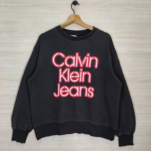 Vtg Calvin Clein Jeans Sweatshirt Large Vintage CK Sweater Jumper Pullover Crewneck Black Size L