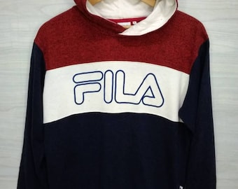 FILA Sweatshirt Vintage 90s Fila Colorblock Fila hooded Pullover Fila Multicolor Size M Medium