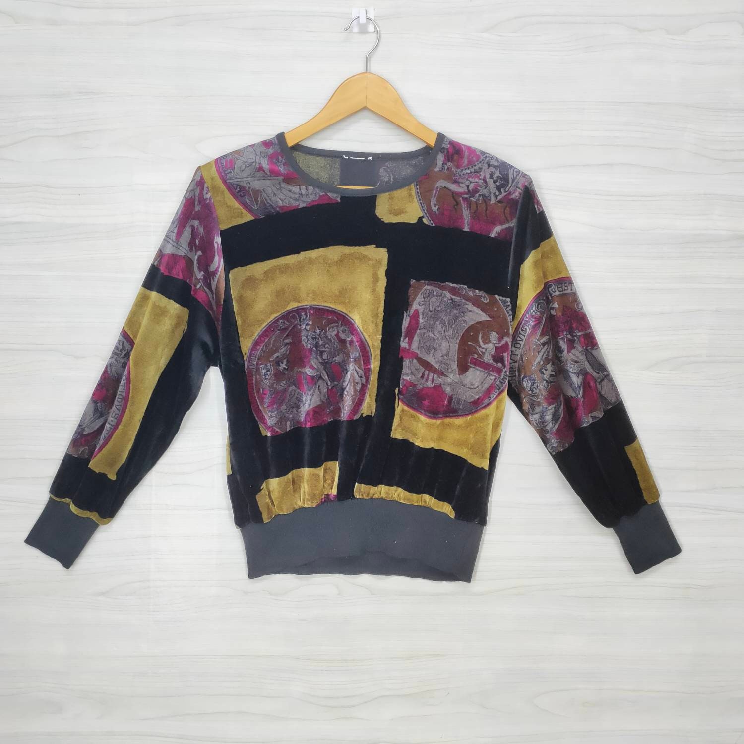 Vintage Baroque Print Shirt Long Sleeve 