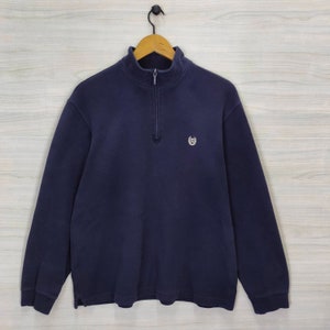 Vtg 90s Chaps Ralph Lauren Quarter Zip Sweater Large Vintage Ralph Lauren Sweatshirt Jumper Pullover Navy Blue Size L
