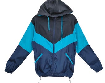 Y2K Color Block Jacket Hoodie Small Vintage Multicolor Jacket Sweater Colorblock jacket Size S