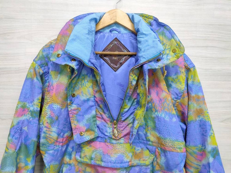 LAFONT Italy Jacket Vintage 90/'s Lafont Italy Winter Ski Wear Lafont Italy Rainbow Half Zip Up Jackets