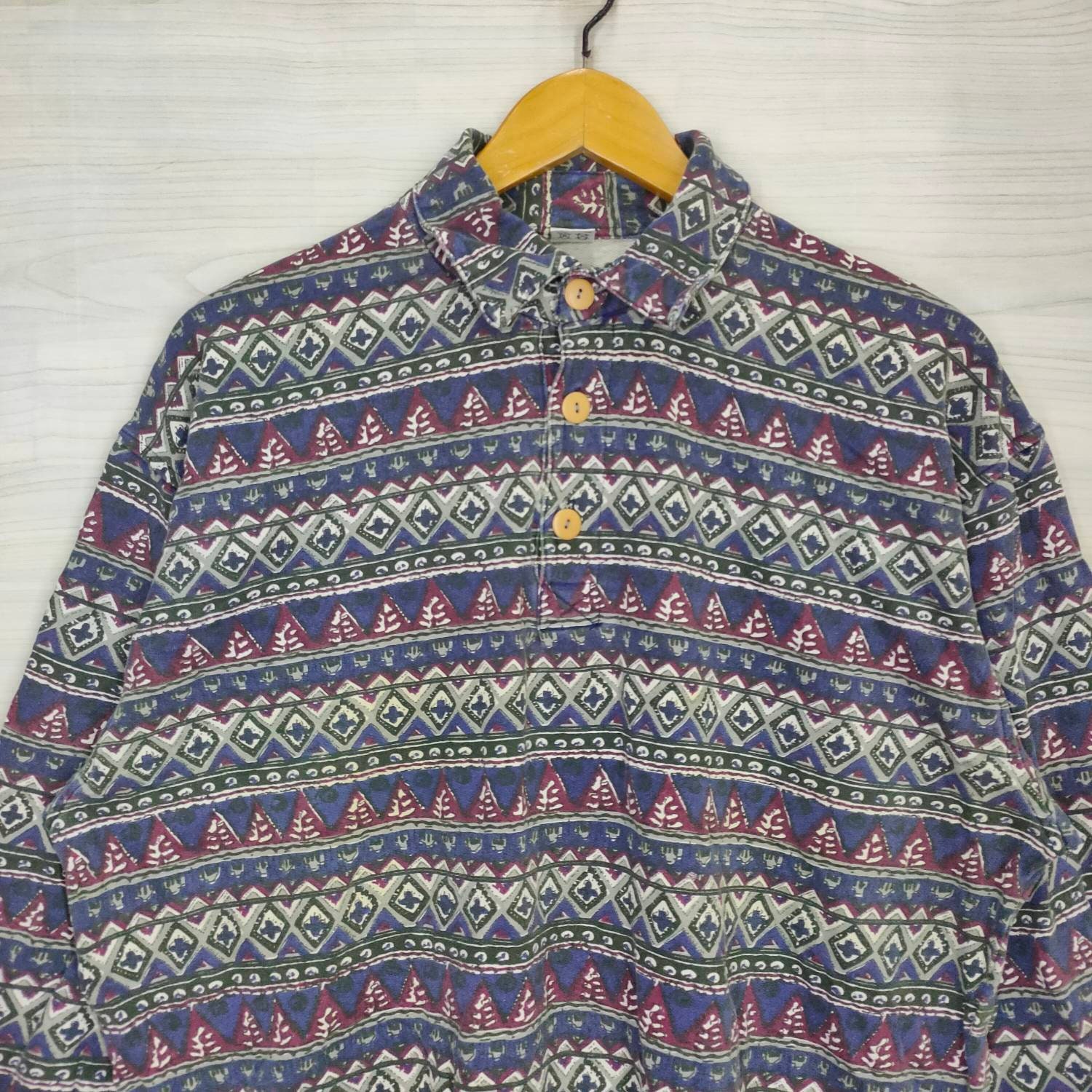 代引き人気 Vintage Abstract Art Pop Vtg Large Sweatshirt Collared ニット/セーター
