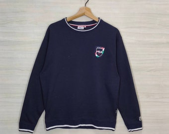 Sweat fila ras du cou moyen vintage Fila Biella Italia broderie pull pull bleu marine taille M