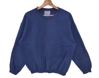 Hanes Blank Crewneck Sweatshirt Large Vintage Hanes Plain Sweater Jumper Navy Blue Size Size L