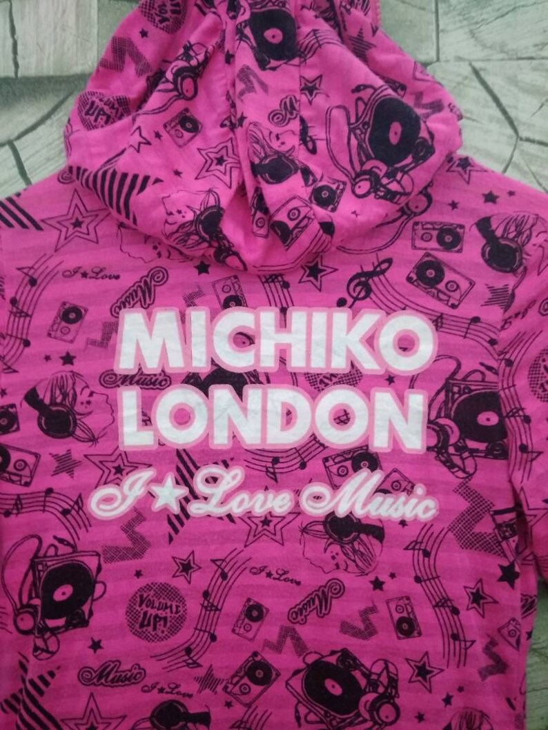 Michiko London Junior Hoodie Vintage Michiko London Junior Love Music Long sleeve Pink Shirt Michiko Zipper girls Shirt Size 11