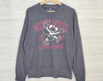 MICKEY MOUSE Crewneck Vintage Mickey Mouse Sweatshirt Sweater Disney Cartoon Network Gray Large