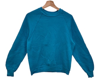 Felpa con cappuccio Jerzees By Russell Blank Raglan, taglia M, vintage, maglione semplice Jerzees, pullover girocollo, colore turchese, taglia M