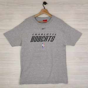 Y2K Charlotte Bobcats Tshirt Medium Vintage Reebok NBA Top Tee Gray Size M