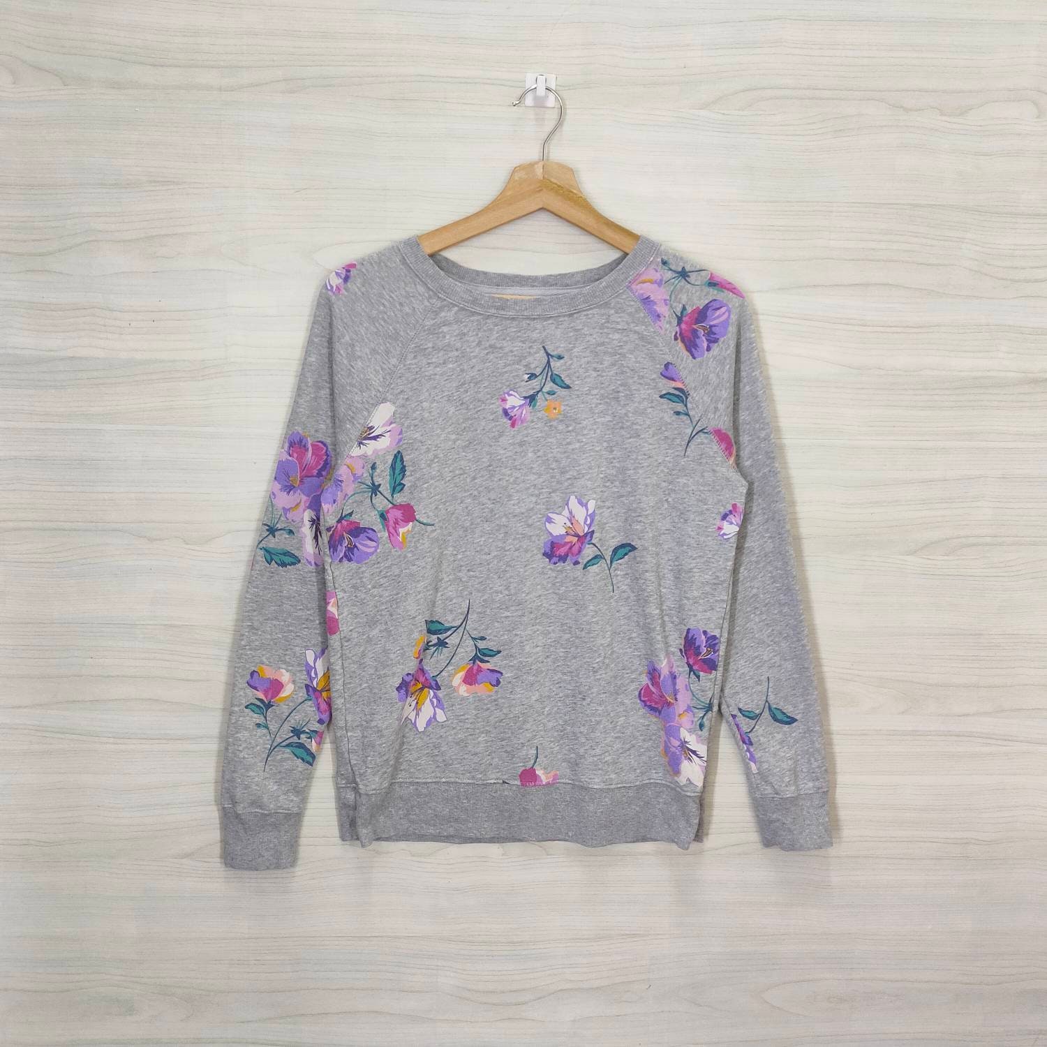 Flower Sweatshirt Raglan Vintage Old Navy Crewneck Jumper Pullover Gray Size XS Etsy Ireland