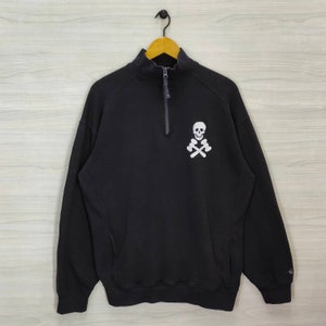 Y2K Newport Corona Del Mar trui met kwartrits grote vintage Badger sport sweater trui trui zwart maat L