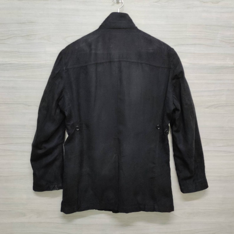 KANSAI YAMAMOTO Casual Jacket Black Vintage 90s Frenchwork Denim Jeans Jacket Casual Field Jacket Zipper Buttons