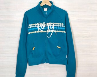 ROXY Sweater Vintage Roxy Zipper Patterned Jacket Womens Size Large