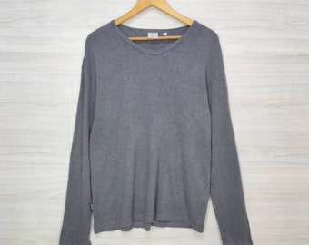 Avirex usa Long Sleeve shirt Vintage AVIREX Jumper V-Neck Gray Top Tee Size XL