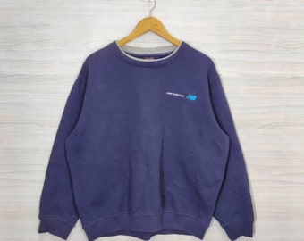 New Balance Sweatshirt X-large Vintage New Balance Jumper Pullover Crewneck NB Spellout Embroidery Navy Blue Size XL