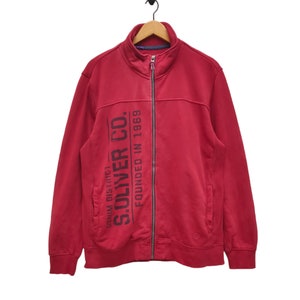 S.Oliver Sweater Vtg Y2K Collor Distressed S Oliver Zipper Sweater Sweatshirt Jacket Red