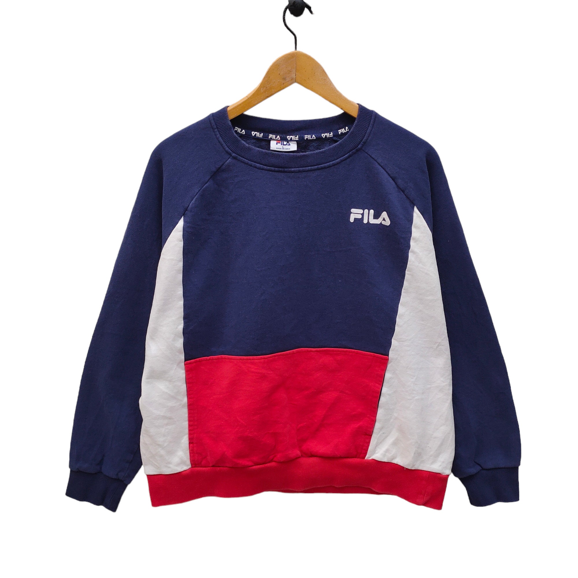 Y2K Raglan Sweatshirt Large Vintage Colorblock -