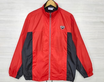 Chaqueta ligera REEBOK, estilo vintage de los años 90, cortavientos Reebok, ropa deportiva con bloques de color, chaqueta ligera con cremallera Reebok, talla M, mediana