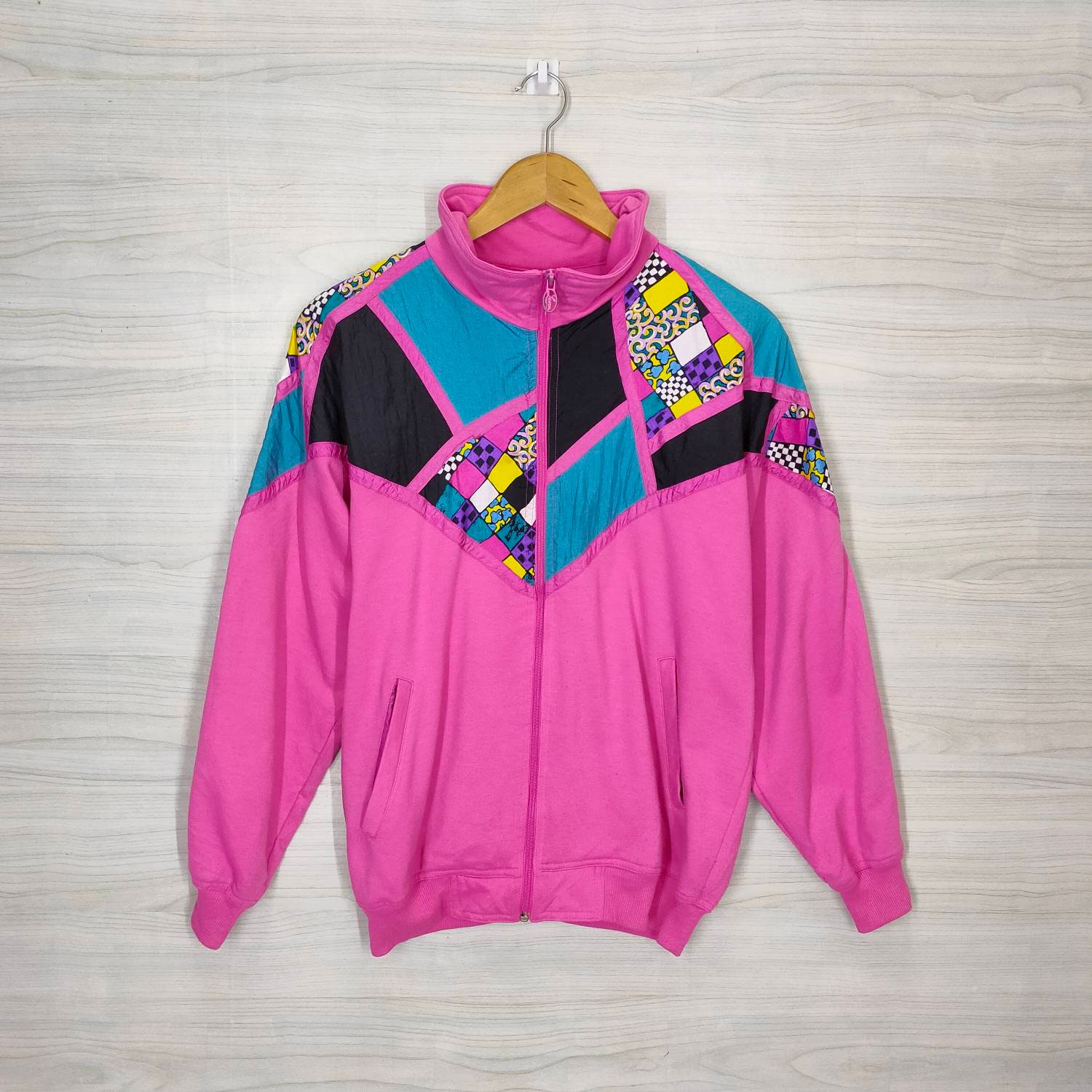 Vintage 90s Windbreaker Jacket , Pink Coat , Colorblock Vintage 90s Windbreaker Jacket , Pink Coat , Colorblock