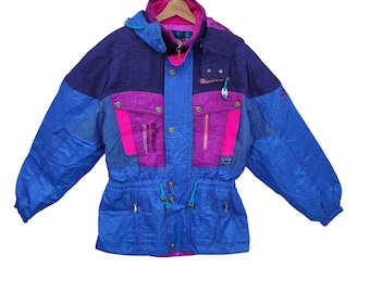 ELLESSE Ski Jacket Medium / Vintage Colorblock Winter Jacket | Retro 80s/90s Style | Damaged Buttons