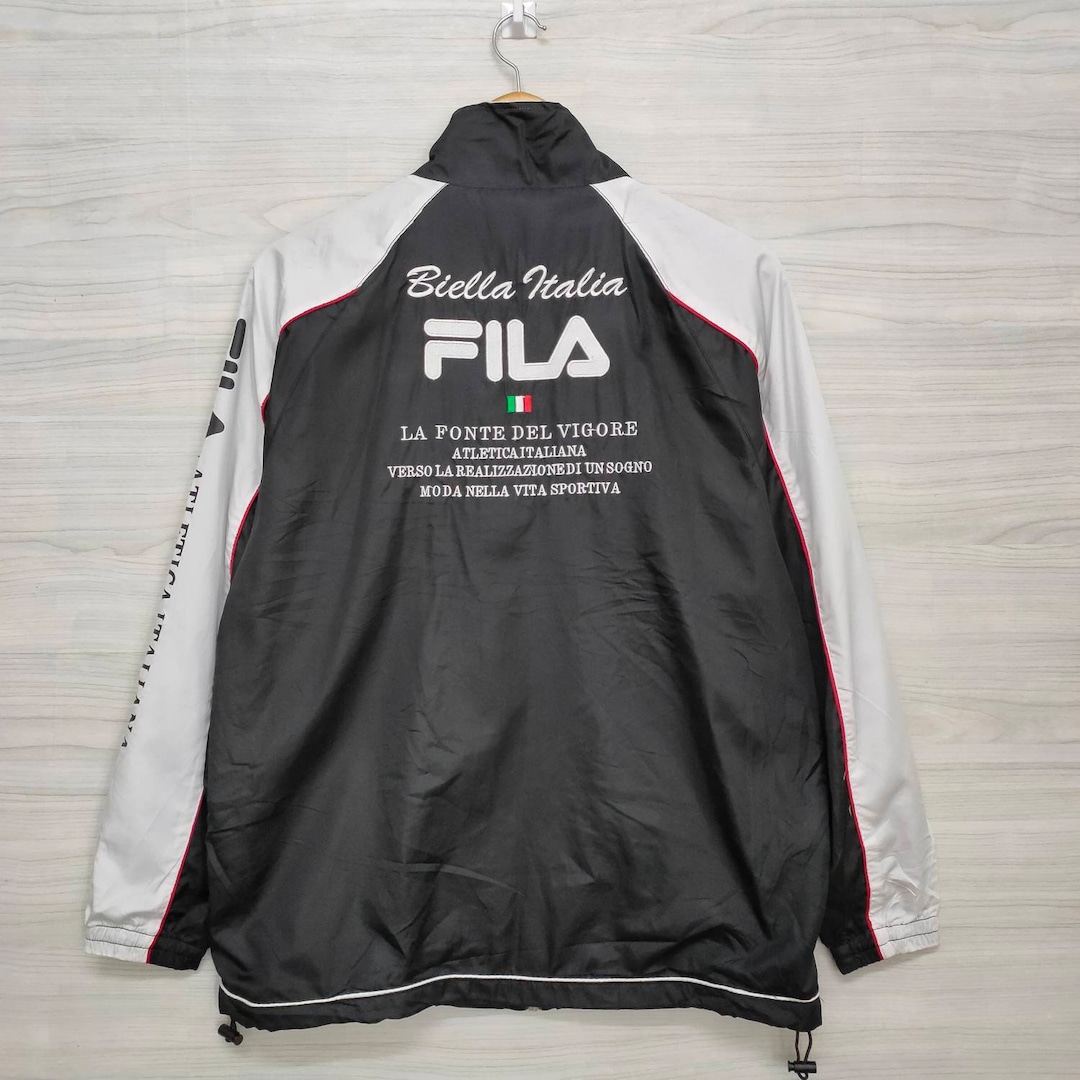 Veste FILA vintage des années 1990 Fila coupe-vent Sportswear Noir