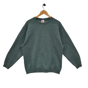 90s Member&#39;s Mark Blank Sweatshirt Vintage Sweater Jumper Crewneck Plain Green