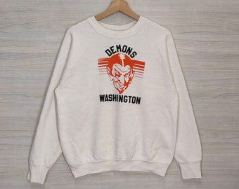 Vtg 90s Washington Demons Raglan Sweatshirt Medium Vintage Fruit of The Loom Sweater Jumper Pullover Crewneck Size M