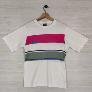 90s Stripped Tee Medium Vintage Cross Creek USA Multicolor Single Stitch shirt Size M