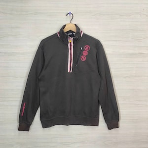 Grand Slam Munsingwear Sweater Quarter Zip Medium Vintage Munsingwear Embroidery Sweatshirt Jumper Pullover Black Size M